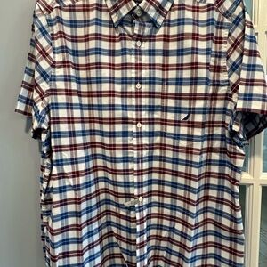 Nautica Blue and Red Casual Button Down Shirt